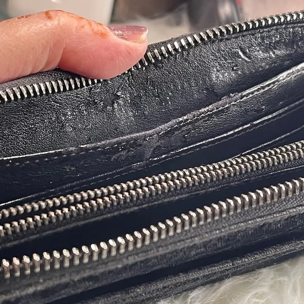 Stella McCartney fallabella black velvet python wallet